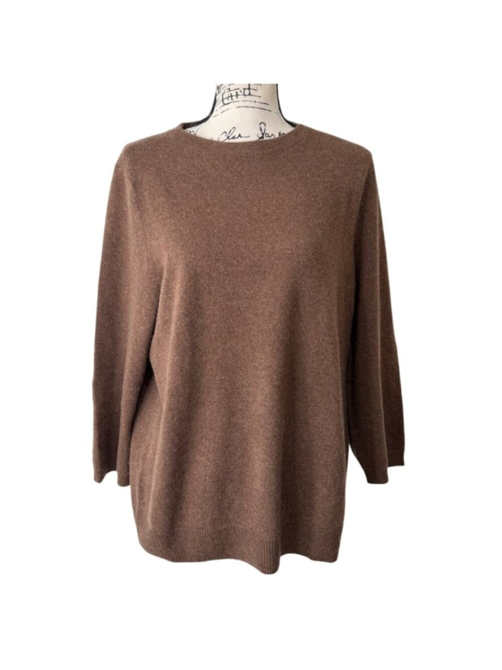 Talbots Womens XL Pure Cashmere Wool Sweater Brown Crewneck NEW
